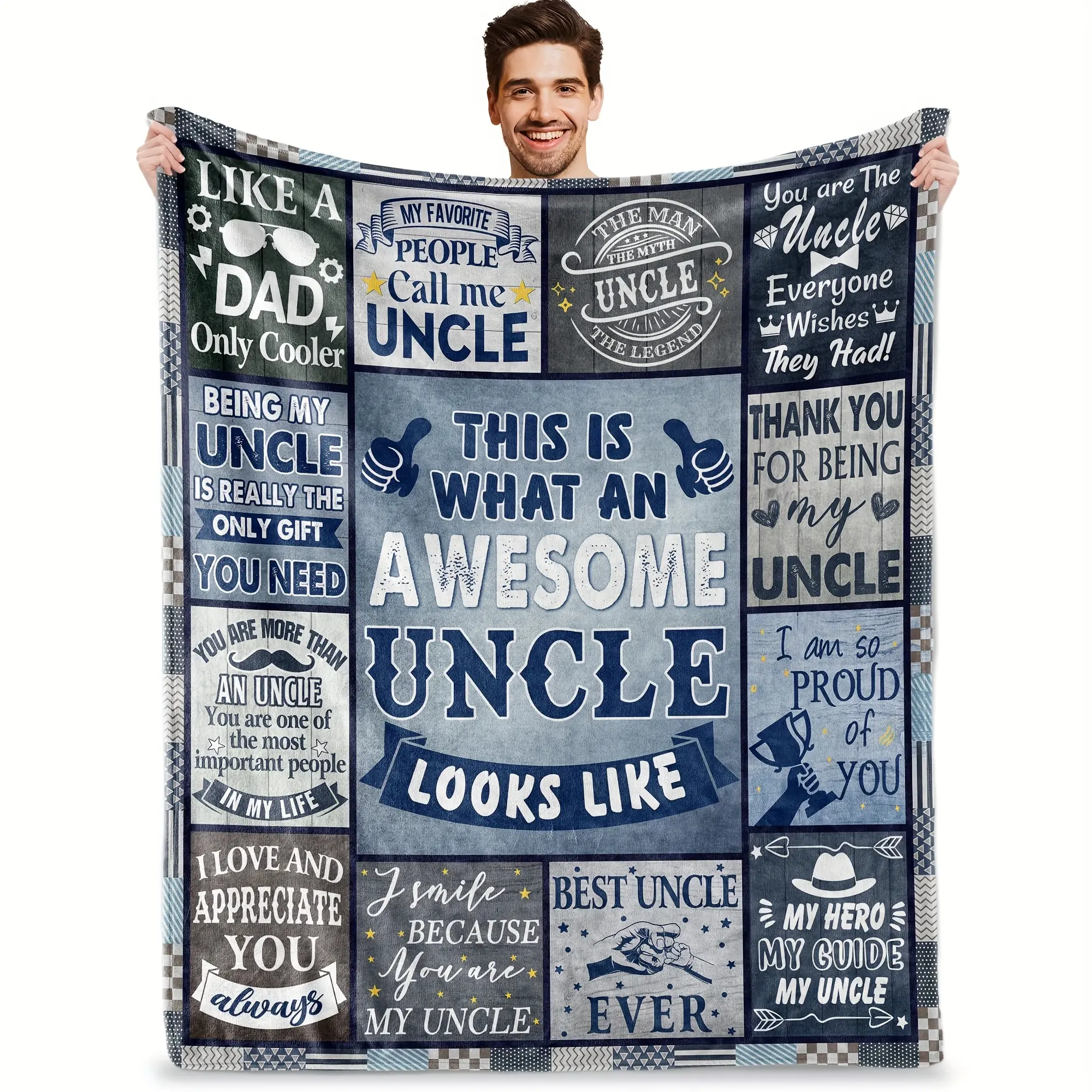 Best Uncle Polyester Flannel Blanket, Niece Nephew Gift for Uncle, Blanket Gifts, Birthday Father's Day Christmas Present, Warm Soft Plush Fleece Blanket, Cozy Warm Blanket