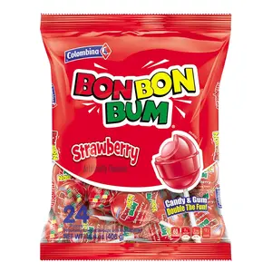 Colombina Bon Bon Bum Lollipops Strawberry Flavor (24 Count)