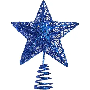 Christmas Tree Star Topper Glittered 5 Point Star Treetop for Christmas Tree Ornament (Blue)