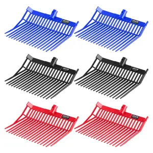 VEVOR 6PCS Manure Fork Replacement Head, 18 Angled Tines Horse Manure Fork Head, Durable Plastic Pitchfork Heads, Horse Mulch Rake for Picking up Stable Stall Muck Grass Hay Cleaning Farm