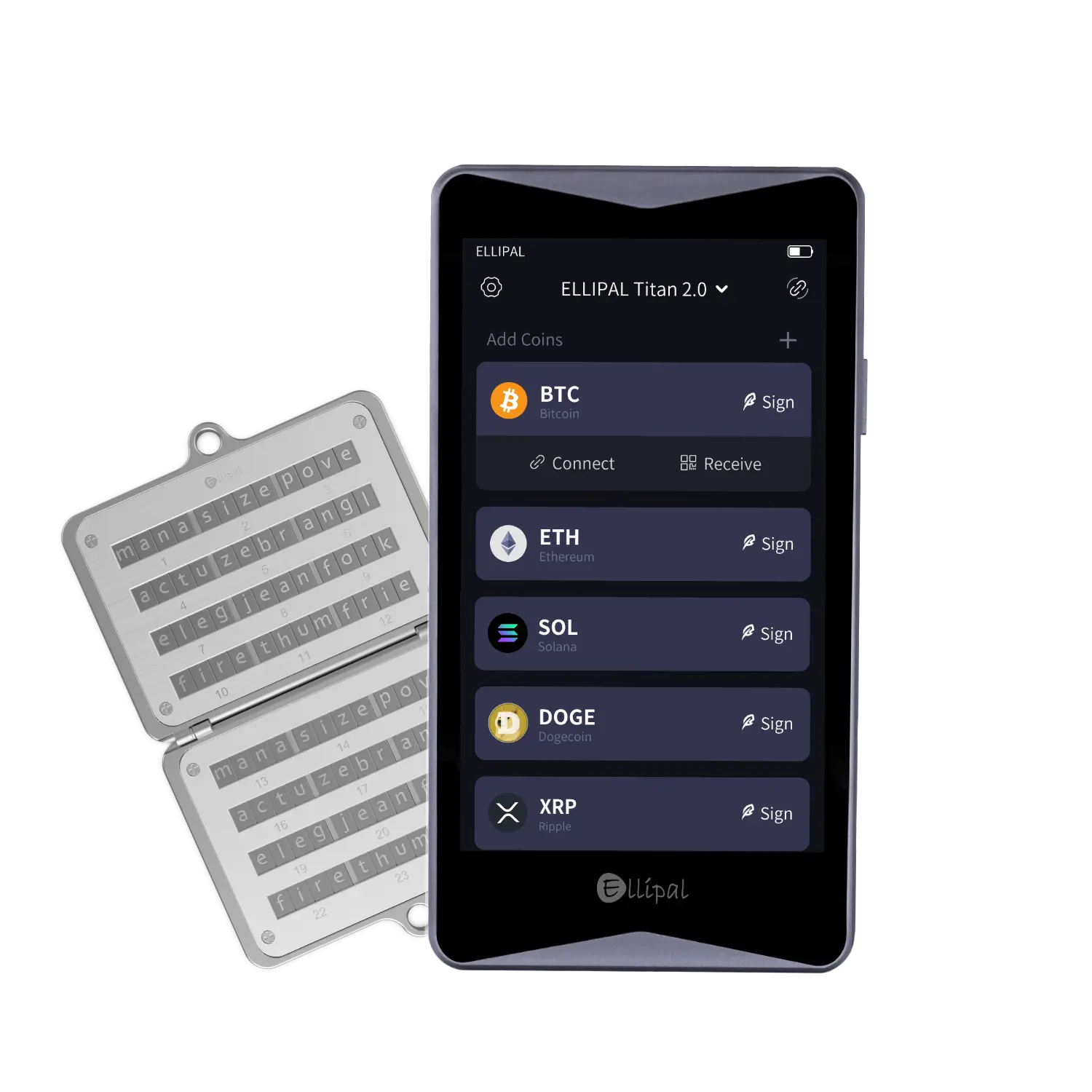 ELLIPAL Titan 2.0 Bundle- Best ELLIPAL Titan 2.0 Cold Storage Wallets + Metal Seed Phrase Steel (2 Items) 2026 - Bitcoin Cold Wallet - Self Custody & Decentralized