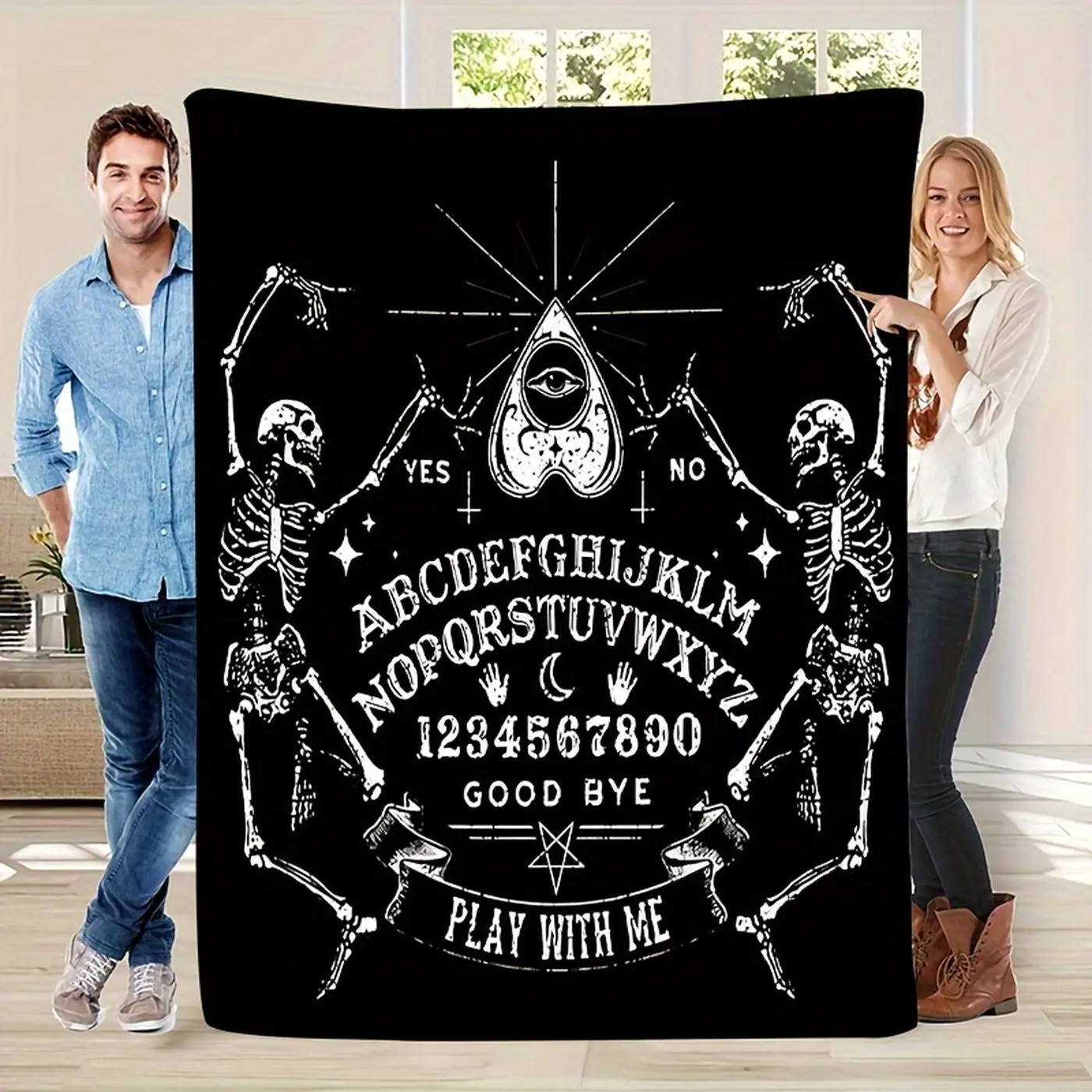 Vintage Ouija Board Throw Blanket: Red Mystic Symbols Print - Soft Home Decor & Bedding - Machine Washable & Tear Resistant