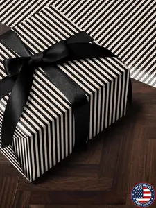 Stripe Wrapping Paper Birthday Gift Wrap Anniversary Wrapping Paper Elegant Gift Wrap Wedding Gift Wrap Special Occasion Gift Wrap Black