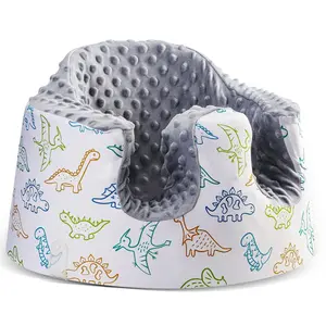 Seat Cover Compatible with Bumbo and Nuby Seat, Removable Breathable Baby Floor Seat Cover for Boys and Girls, Seat Not Included (Gray Dinosaur)