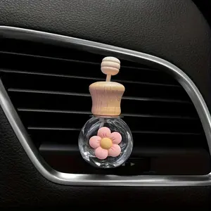 [Home Decor Accessory] 1 Vent and Home Decor Flower Glass Bottle, Refillable and Home Essential Oil Diffuser, Empty Glass Perfume Bottle, Air Freshener, and Home Decor Accessory