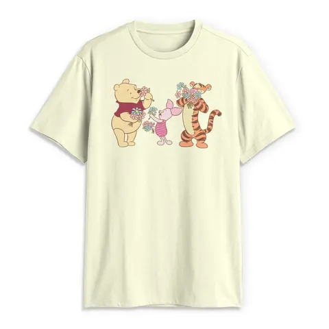 Disney Men's Short-Sleeve Winnie the Pooh Stop and Smell the Flowers Men's Graphic Tees, Menswear T-Shirt