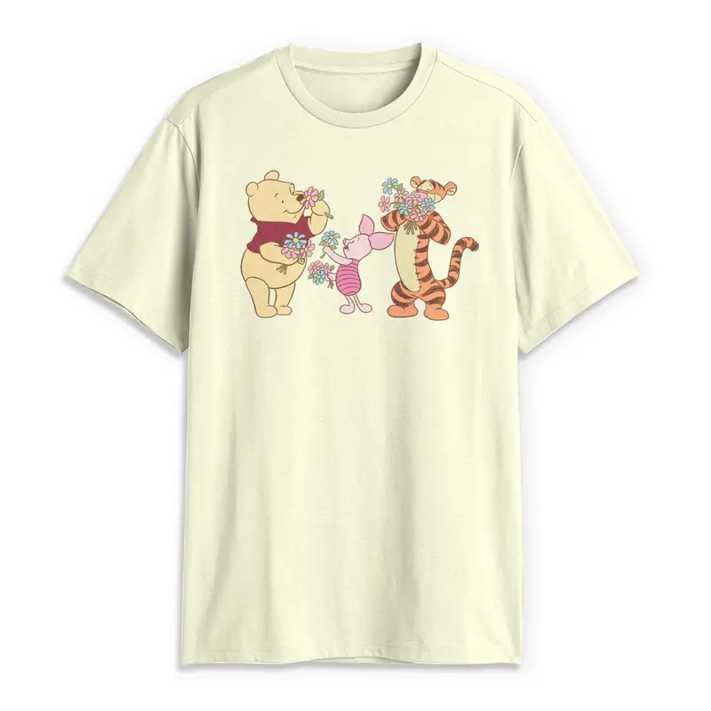 Disney Men's Short-Sleeve Winnie the Pooh Stop and Smell the Flowers Men's Graphic Tees, Menswear T-Shirt