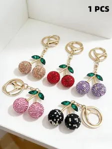 Cherry Fruit Keychain, Women's Crystal Pendant, Daily Use, Valentine's Gift, Fashion Accessory, Handmade, Unique Personalized Key Chain, Bling Bling Keychains