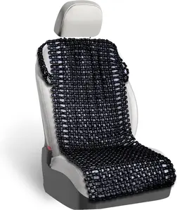 Zone Tech Black Wooden Beaded Comfort Seat Cover - Premium Quality Full Car Driver Seat Cushion w/ High Ventilation