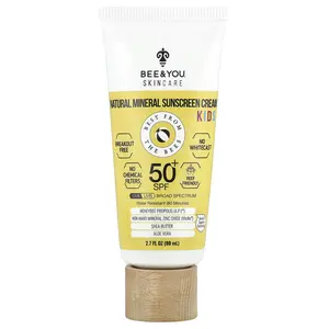 Bee & You Kids, Natural Mineral Sunscreen Cream, SPF 50+, 2.7 fl oz (80 ml) | HSA/FSA Eligible