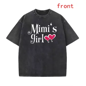 Ultimate Washed Mimi's Girl Tee with Double Heart Design – Gift for Grandma and Granddaughter