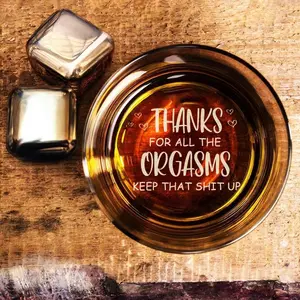 Thanks For All The Orgasms Personalized High quality laser engraved whiskey glasses, Personalize your handwriting Gifts for couples, Home Decor & Gifts, Funny gift for men and women, Drinkware, Halloween