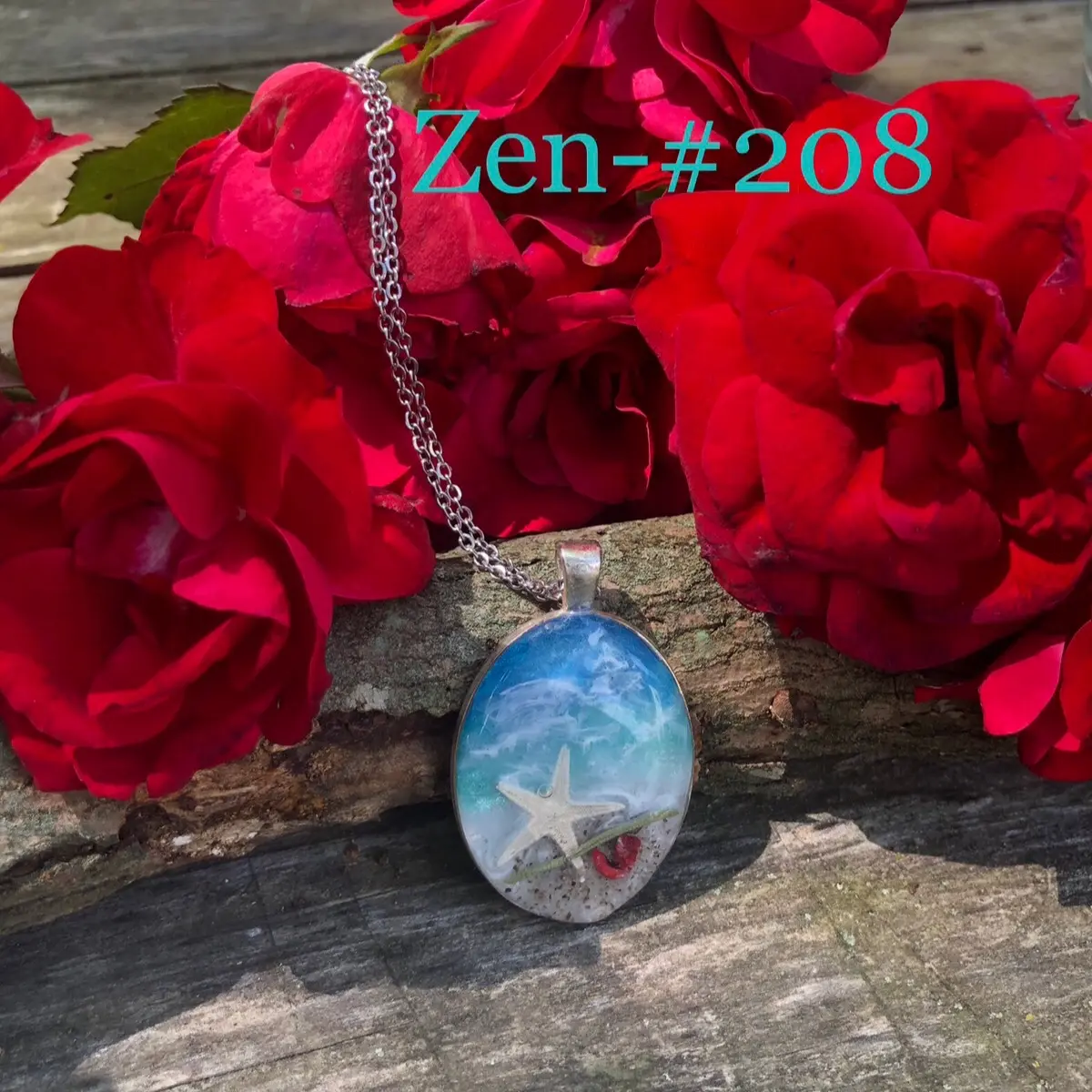 Necklace with a Genuine Starfish, Red Coral, Rosemary and Cocoa Beach Florida Sand - Zen Collection
