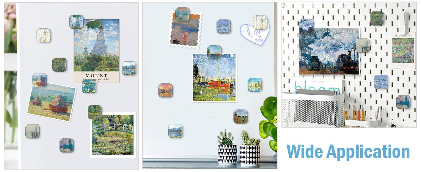 16PCS Monet Magnets for Fridge Cute Locker Magnets Decorative for Refrigerator Whiteboard Cabinet Office Kitchen Blackboard for Adult
