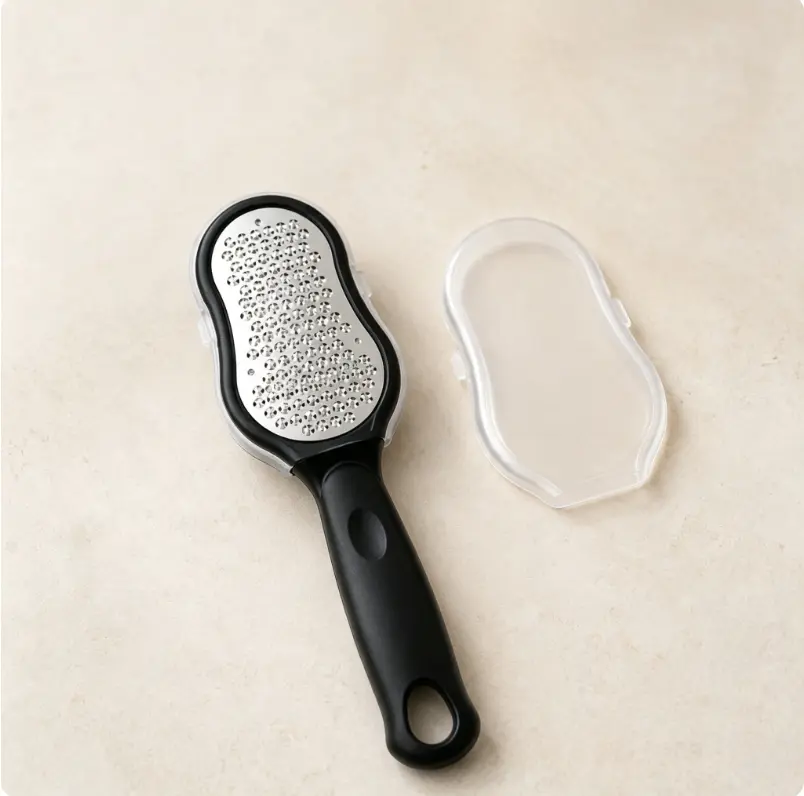 1PC Foot Scrubber Stainless Steel Construction with Handle and Splash Guard for Cracked Heels Dry Feet Spa Days PreSandal Season Prep Medical Foot Care Pedicure Professionals