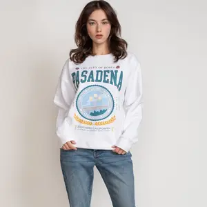 Pasadena Crewneck Sweatshirt Unisex Cotton Casual White