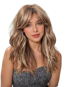 18 Inch Long Curly Wig with Bangs, Synthetic Curly Wigs, High-Quality Versatile Hairpiece, Easy Maintenance, Perfect for Daily Use and Parties