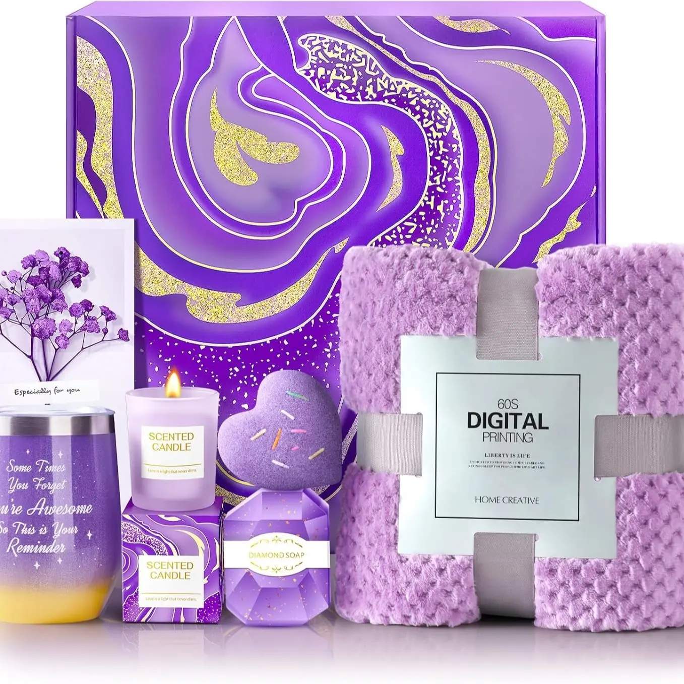 Lavender Flannel Blanket Set