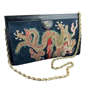 Pre-owned GUCCI Suede Shoulder Bags Ophidia Embroidered Medium Shoulder Bag
