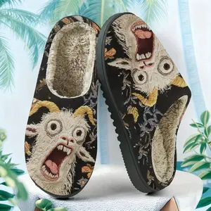 Funny Goat Slippers - Dark Niche Style Indoor Couple Shoes, Unisex Winter Warmth, Soft Fabric Upper & TPR Sole, Cute Cartoon Design for Home, Office, Or Casual Wear - Hand Wash/dry Clean, Goat Slippers, Office Footwear, Playful Design