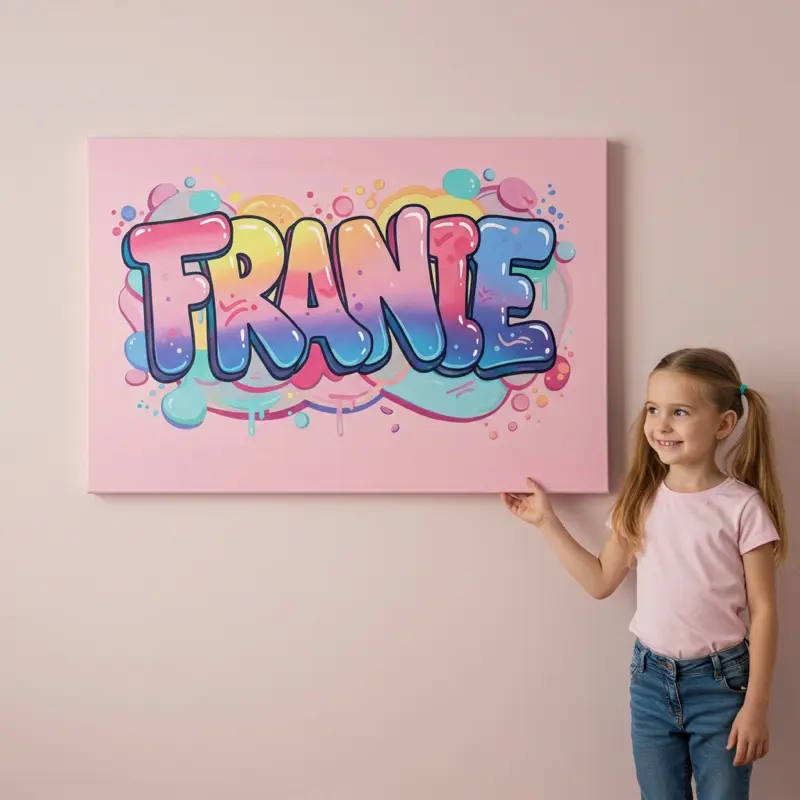 Personalized Custom Name Wall Art for Girls' Bedroom - Beautiful Name Decor for Kids' Children’s Room - Bubbly Letters