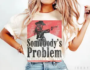 Comfort Colors Somebody's Problem Tshirt, Vintage 90s Country Tee, Western TShirt, Country Music Lover Shirt, Country Concert Tee, Smoking, Music Festival