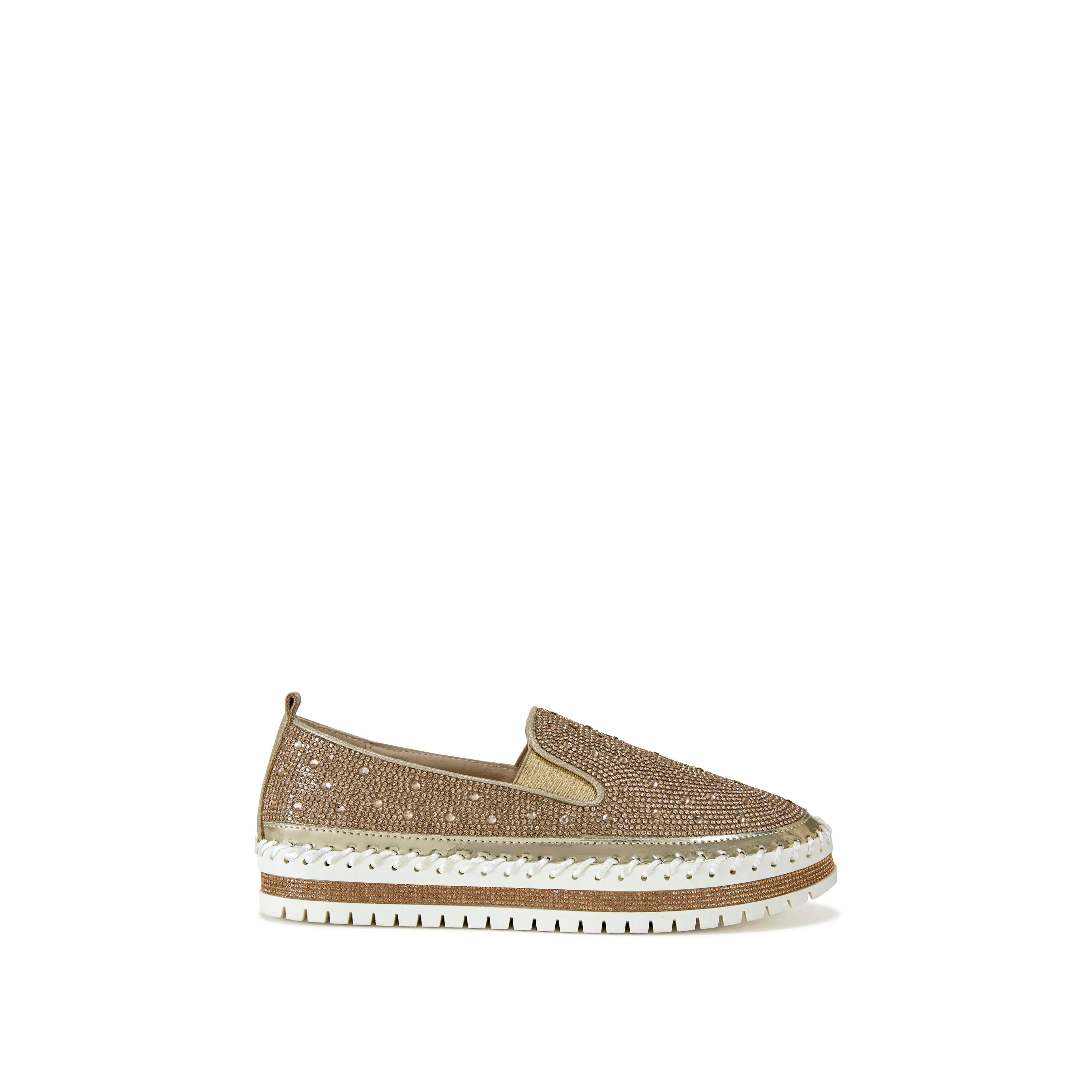 BRITTANY-ROSEGOLD RHINESTONE SLIP ON SNEAKER