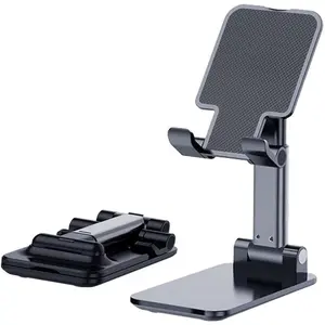Cell Phone Stand, Angle Height Adjustable Cell Phone Holder with Silicon Pad for Desk Fully Forldable Mobile Phone Holder Compatible with All Mobile Phones, MT-6, (White)