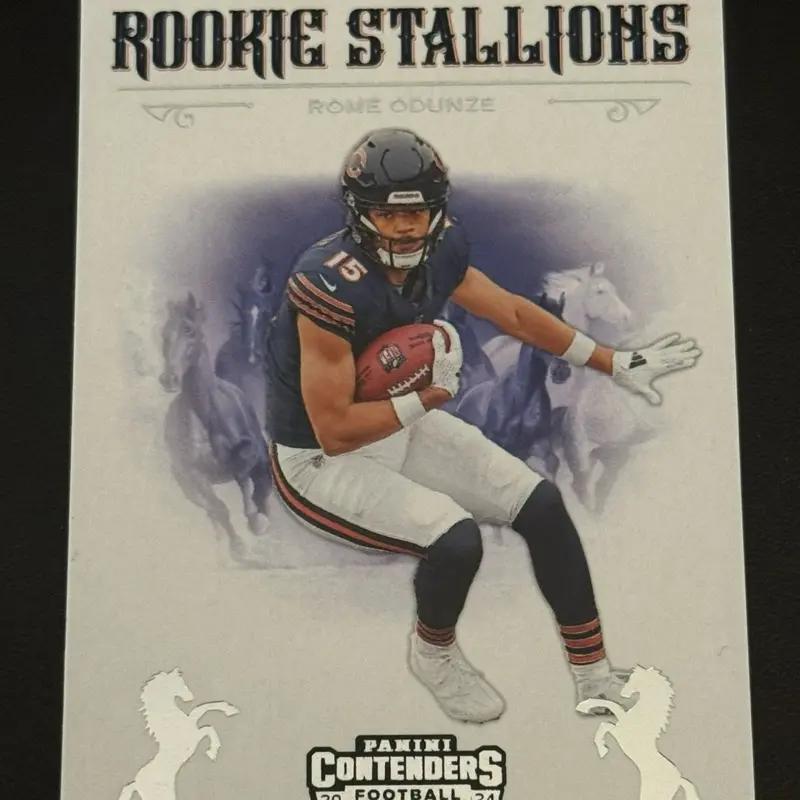 FOOTBALL - 2024 Panini Contenders Rome Odunze RC Rookie Stallions #13 - Chicago Bears sports  cards