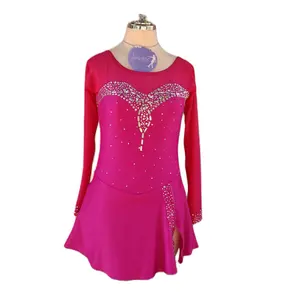 Bright Purple Sweet Heart Skating Dress - Sparkle On Ice Performance Purple Skating Dress for Adults, Medium Size, Handmade Design, Long Sleeves
