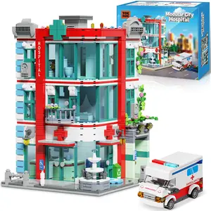 TOKMOC City Hospital Building Block Set, Architecture Building Set with Toy Ambulance, Miniature Hospital World for Educational Fun, Detailed Craftsmanship & Immersive Roleplay for Collectors & Gifts, for Aged 12 And Above,1888 Pieces