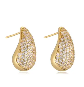 Icy Gold Tear Drop Earrings
