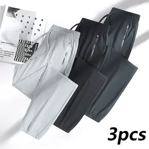 Women’s casual long pants, 3-pack set, minimalist versatile design, comfortable fabric, suitable for outdoor sports, fitness training, workouts, simple everyday wear, and home leisure, balancing aesthetics and practicality.