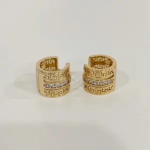Earrings chunky huggie gold plated 14 k water resistant