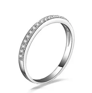 925 STERLING SILVER SKINNY HALF ETERNITY WEDDING BAND RING WOMEN SIZE 2.5-15 S7949