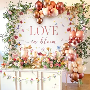 Love in Bloom Bridal Shower Decorations Backdrop Love is in Bloom Banner Floral Wildflower Bridal Shower Decor for Engagement Wedding Party Decorations Bride to Be Party Supplies