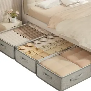 Large Under Bed Storage Box with Handles, Stackable Durable Robust Construction Non-Woven Fabric, Space Saving Multi-Functional Organizer for Bedroom