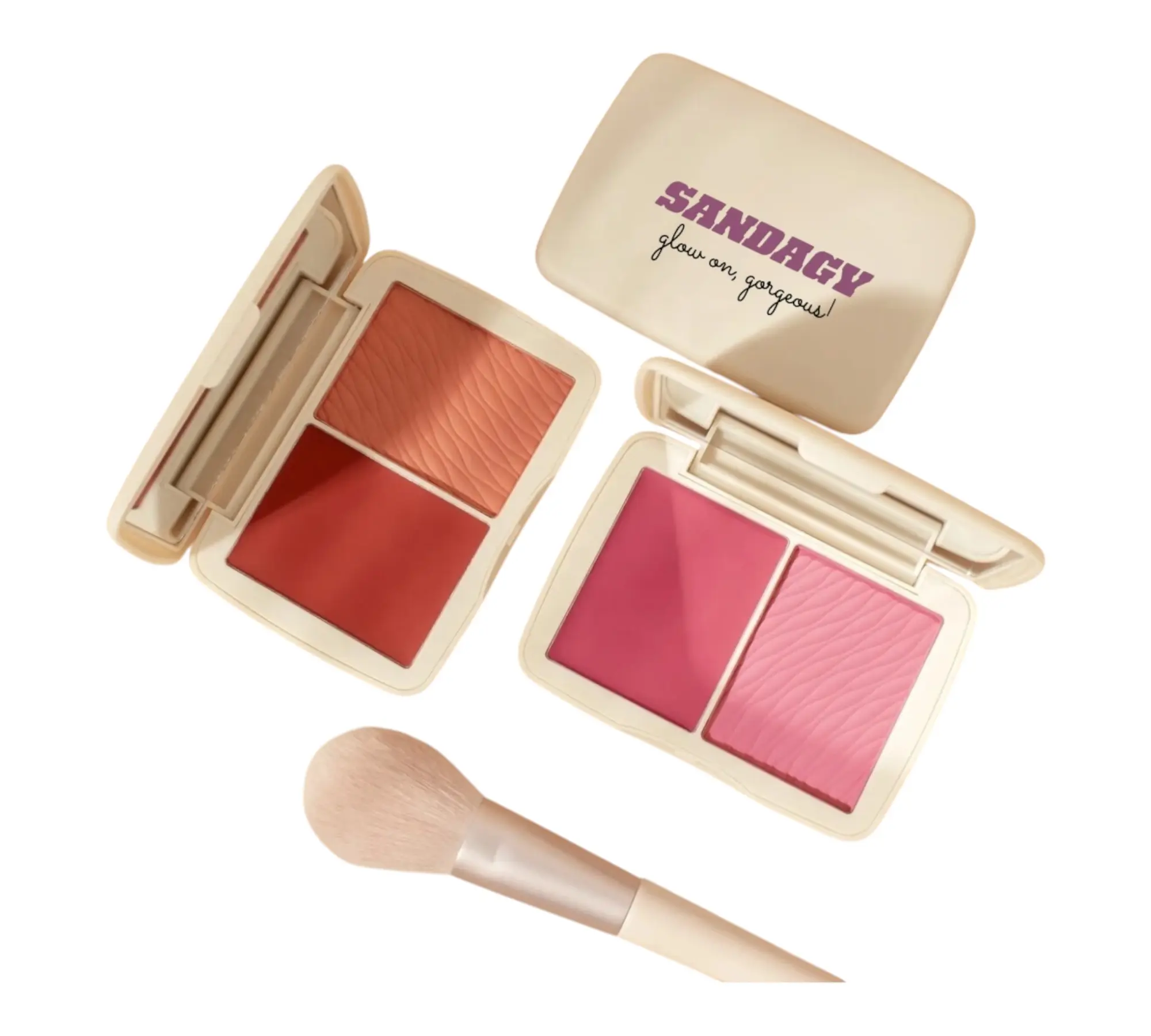 SANDAGY Vegan Cream Blush & Highlighter Duo - Radiant Glow Collection - Ultra-Blendable, Non-Sticky Texture, Long-Lasting Formula, Clean Beauty Makeup