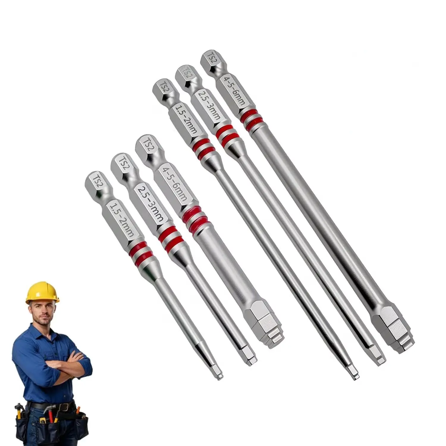 6-Piece Hexagonal Handle Tower-Shaped Screwdriver Drill Bit Set, Various Sizes, Compatible with Electric Drills and Wrenches