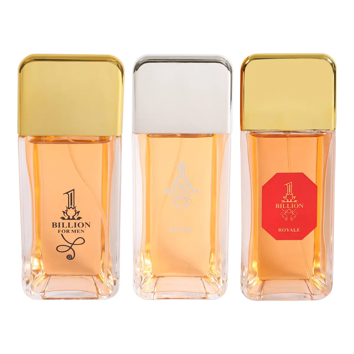 Bundle of Perfume of 1 Billion for Men, Lucky and Royale Perfum for Men 100ml 3.4 fl.oz. Eau de Parfum