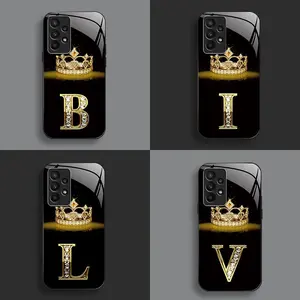 Suitable for [Galaxy A53 5g] New high-end crown letter glass mobile phone case new business simple explosion-proof mobile phone case affordable anti-fall anti-fingerprint 995