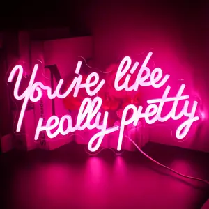 [Valentine's Day Gifts] You're like really pretty neon signs, pink LED neon signs, suitable for bedroom weddings, engagements, holiday vibes, and birthday party wall decorations USB powered, switch control
