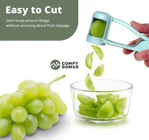 LUVAN Grape Cutter for Toddlers 1-3 Stainless Steel Slicer Kitchen Gadget for Vegetable Fruit Salad Cake Decor Lightweight Utensils for Cherry Tomato Strawberry Blueberry