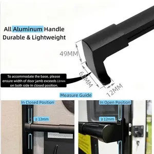 Aluminum RV Screen Door Handle Bar - Preassembled Telescopic Design 55cm to 73cm Adjustable Lightweight Durable Ergonomic Grip for Camper Entry