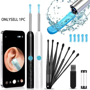 Earwax removal tool set, visual ear pick, USB charging, lithium battery, compatible with all mobile phones, Earwax remover, safe and comfortable ear cleaning, holiday gift, travel beauty kit