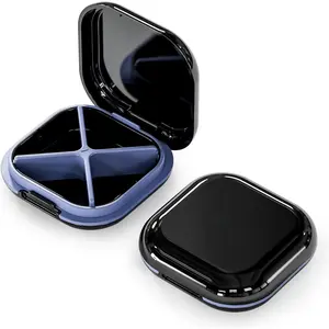 Small Pill Case, Travel Pill Box, Portable Pill Organizer, Pill Container for Pocket 4 Compartments, Daily Compact Travel Medicine Holder for Vitamins Medication