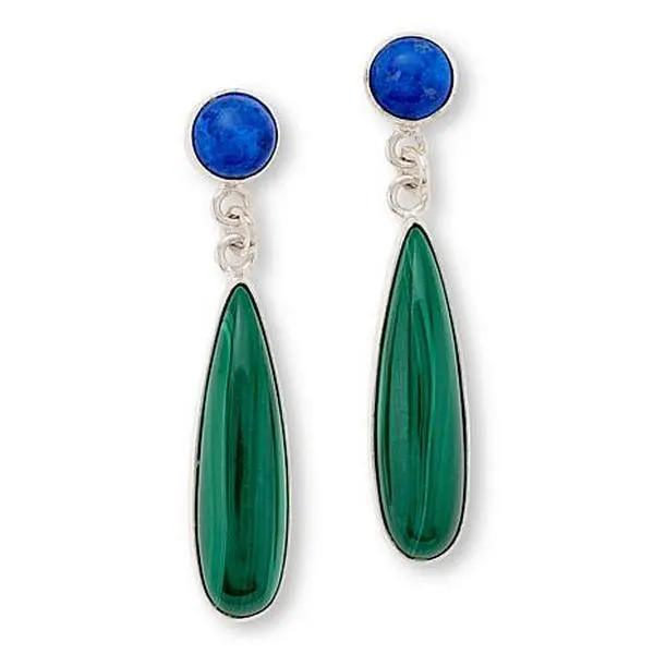 Mine Finds by Jay King Sterling Silver Lapis and Malachite Drop Earrings