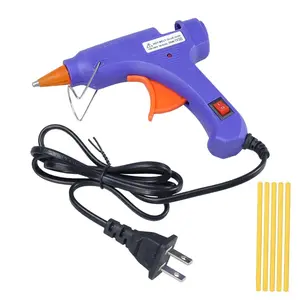 Mini portable handheld hot glue gun with 5 glue sticks, suitable for home repair, handmade fabrics, wood, glass, cards, and handmade glue (US standard plug)