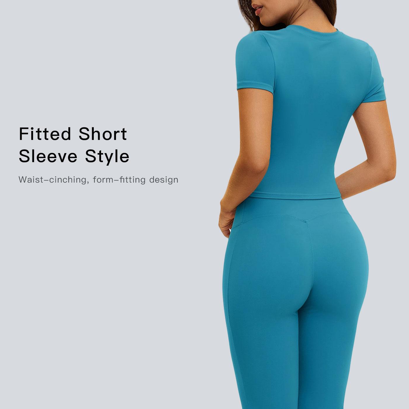 TENWOLF Women's 2-Piece Nylon Yoga Set - Long Sleeve Gym Workout Apparel, High-Waisted Butt-Lifting Shaping Leggings, Casual Sports Wear for Pilates, Normal Fit, Do Not Dry Clean, Women's Clothes