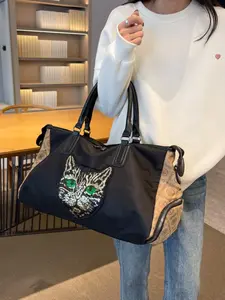 Women's Cat Pattern Large Capacity Tote Bag, Casual Shoulder Bag for Daily Used, Trendy All-match Bag for Commuters and Students